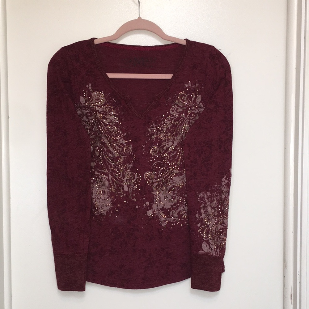 Burgundy Whimsigoth long sleeved top